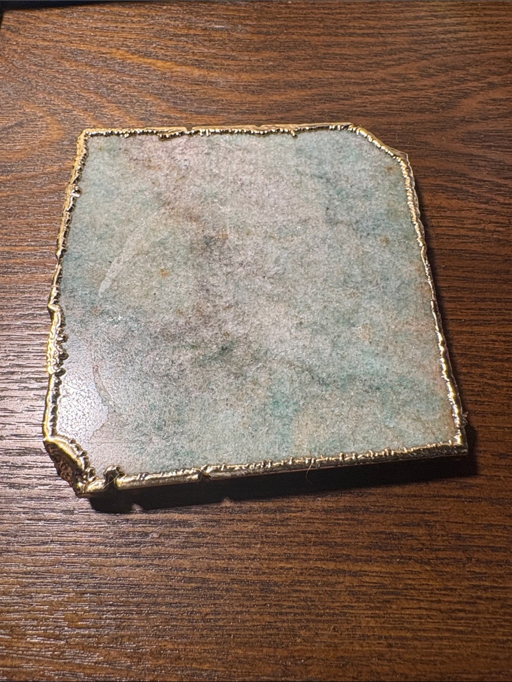 Anthropologie Seafoam Marble Accent with Gold Edge